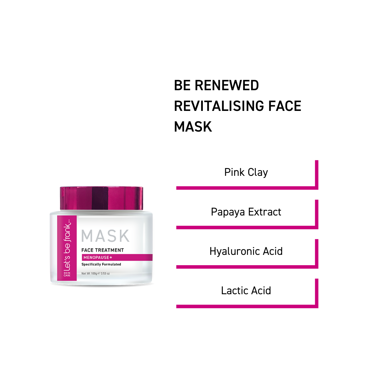 Be Renewed Revitalising Face Mask Pink Clay & Papaya Extract for