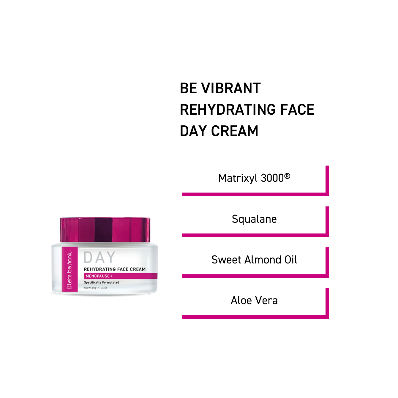 Be Vibrant Rehydrating Face Day Cream Rosehip Oil for Menopausal Skin